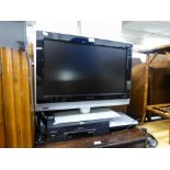 PHILIPS FLAT SCREEN TELEVISION WITH PHILIPS VIDEO RECORDS AND A TESCO DVD PLAYER