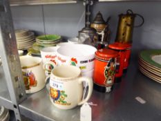 A SMALL SELECTION OF CERAMIC AND OTHER ITEMS INCLUDING; THREE MODERN CHAD VALLEY 'POSTBOX' FORM