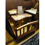 MINIATURE DOLLS FURNITURE TO INCLUDE; BED, DRESSING CHEST/TABLE AND A CHEST OF DRAWERS (3)