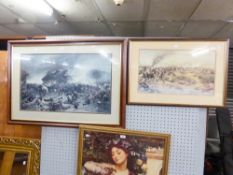 A PHOTOGRAVURE 'RORKE'S DRIFT' AND A COLOUR PRINT 'BATTLE SCENE'