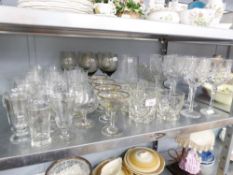 A SELECTION OF CUT AND PLAIN DRINKING GLASSES