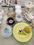 TWO AYNSLEY AND TWO PARAGON CHINA SPECIMEN CUPS AND SAUCERS, AND 5 OTHER PIECES (13)
