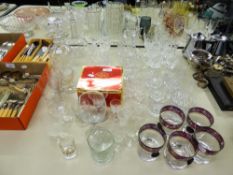 CUT GLASS GEORGIAN STYLE WINE DECANTER; EDWARDIAN GLOBE AND SHAFT SHAPED WINE DECANTER; PAIR OF WEBB