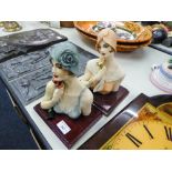 PAIR OF LATE 20th CENTURY ITALIAN PLASTER BUSTS BY V. TESSARO, ON WOODEN PLINTH BASES, MARKED