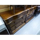 VICTORIAN MAHOGANY DRESSER SIDEBOARD WITH TWO SERPENTINE TOP DRAWERS OVER TWO PAIRS OF DRAWERS