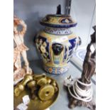 A LARGE MODERN ORIENTAL VASE AND DOMED COVER WITH KYLIN FINIAL