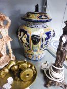 A LARGE MODERN ORIENTAL VASE AND DOMED COVER WITH KYLIN FINIAL