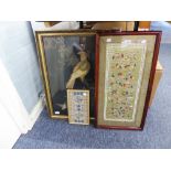 THREE FRAMED AND GLAZED ORIENTAL EMBROIDERIES (3)