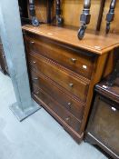 A MODERN MAHOGANY CHEST OF FOUR LONG DRAWERS WITH METAL KNOB HANDLES