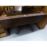 A REGENCY MAHOGANY PEMBROKE TABLE, THE SOLID TOP HAVING CANTED CORNERS OVER SINGLE END DRAWER,