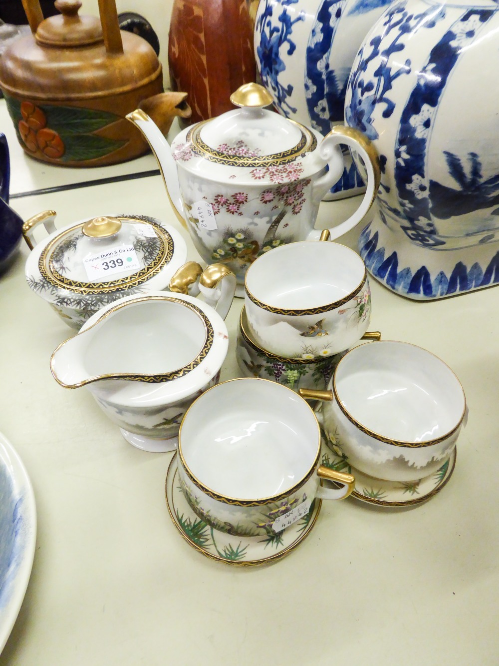 SOKO CHINA EGGSHELL TEA SET FOR FOUR PERSONS, HAND PAINTED
