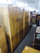 1930's/40's FIGURED WALNUTWOOD BEDROOM SUITE OF 3 PIECES, LADY'S AND GENTS WARDROBES AND A
