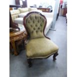 AN EARLY VICTORIAN MAHOGANY FRAMED OPEN ARMCHAIR