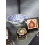 NINETEENTH CENTURY C.T. MALING BLUE AND WHITE POTTERY TOILET BOWL, 4 1/2" (11.4cm) high, (chip to