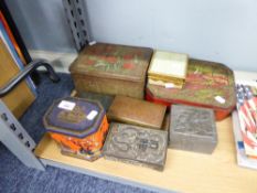 A SMALL GROUP OF TINS AND DECORATIVE BOXES VARIOUS