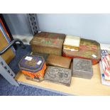 A SMALL GROUP OF TINS AND DECORATIVE BOXES VARIOUS