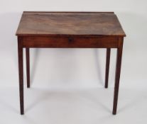 LATE GEORGIAN FIGURED MAHOGANY SCHOOL MASTERS DESK, the plain top with reeded edge to the back and