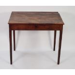 LATE GEORGIAN FIGURED MAHOGANY SCHOOL MASTERS DESK, the plain top with reeded edge to the back and