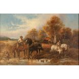 HARDEN SIDNEY MELVILLE (active 1837-1881) PAIR OF OIL PAINTINGS ON CANVAS Rural scenes with