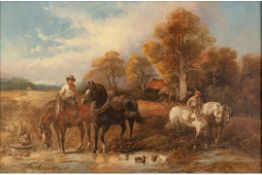 HARDEN SIDNEY MELVILLE (active 1837-1881) PAIR OF OIL PAINTINGS ON CANVAS Rural scenes with