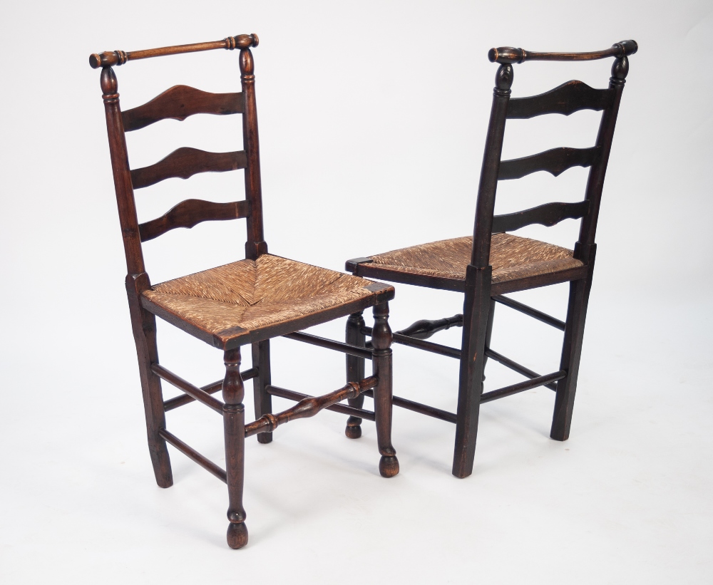 NEAR MATCHING SET OF SIX NINETEENTH CENTURY ELM AND FRUITWOOD MACCLESFIELD LADDERBACK SINGLE