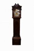 W. BATTY & SONS Ltd, MANCHESTER, EARLY TWENTIETH CENTURY MAHOGANY LONGCASE CLOCK, the 11" brass dial