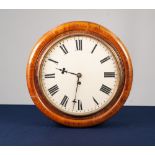NINETEENTH CENTURY OAK CASED WALL CLOCK, the 11" Roman dial powered by a single fuse movement, and