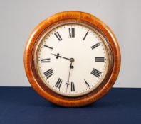 NINETEENTH CENTURY OAK CASED WALL CLOCK, the 11" Roman dial powered by a single fuse movement, and