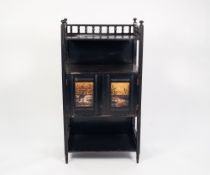 LATE VICTORIAN AESTHETICS MOVEMENT PAINTED AND EBONISED SIDE CABINET, the oblong, galleried top