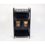 LATE VICTORIAN AESTHETICS MOVEMENT PAINTED AND EBONISED SIDE CABINET, the oblong, galleried top