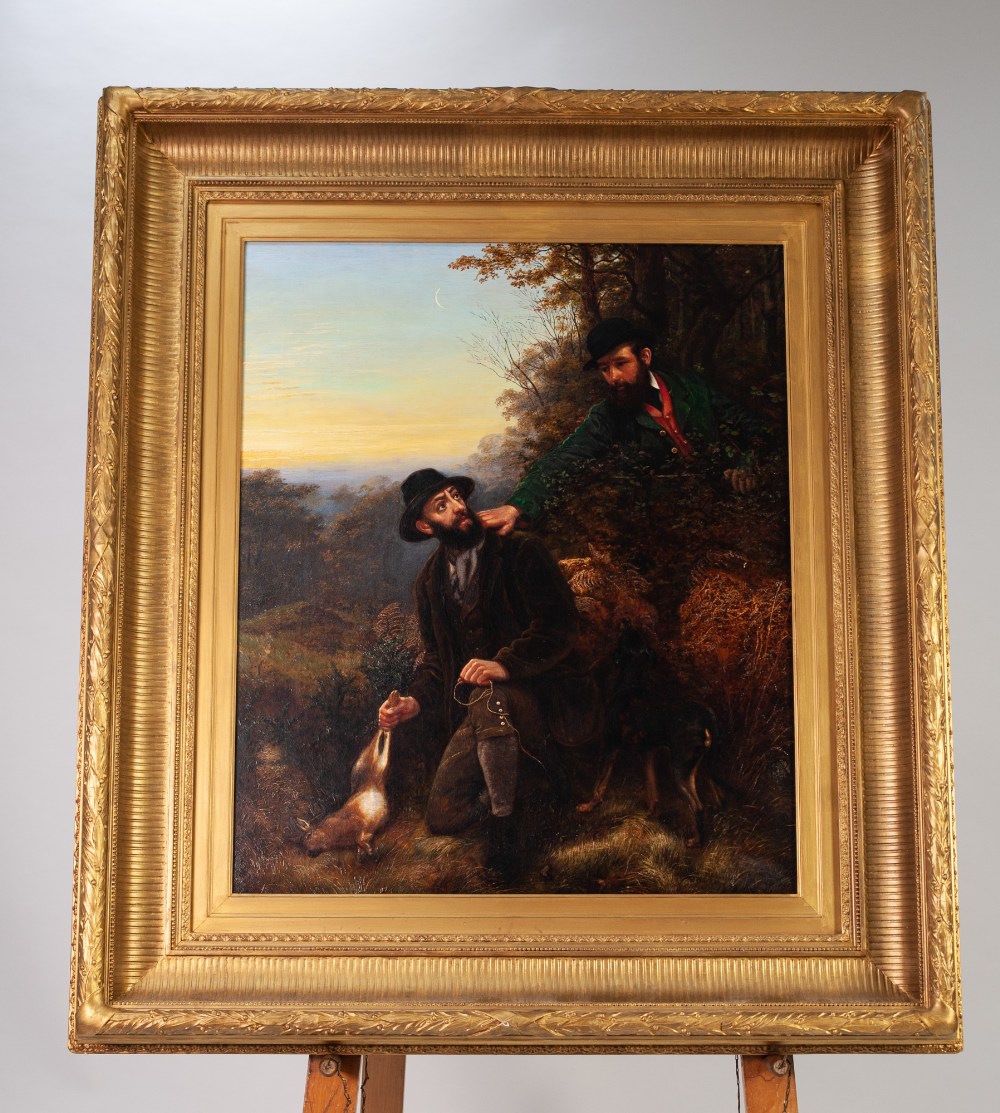 JOHN FAED R.S.A. (1819-1902) OIL PAINTING ON CANVAS, 'Rival Poachers' gamekeeper at