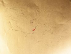 ANDY WARHOL (American 1928 - 1987) LEAF FROM A GOLD PAGE BOOK Study of a female head with red lips 8