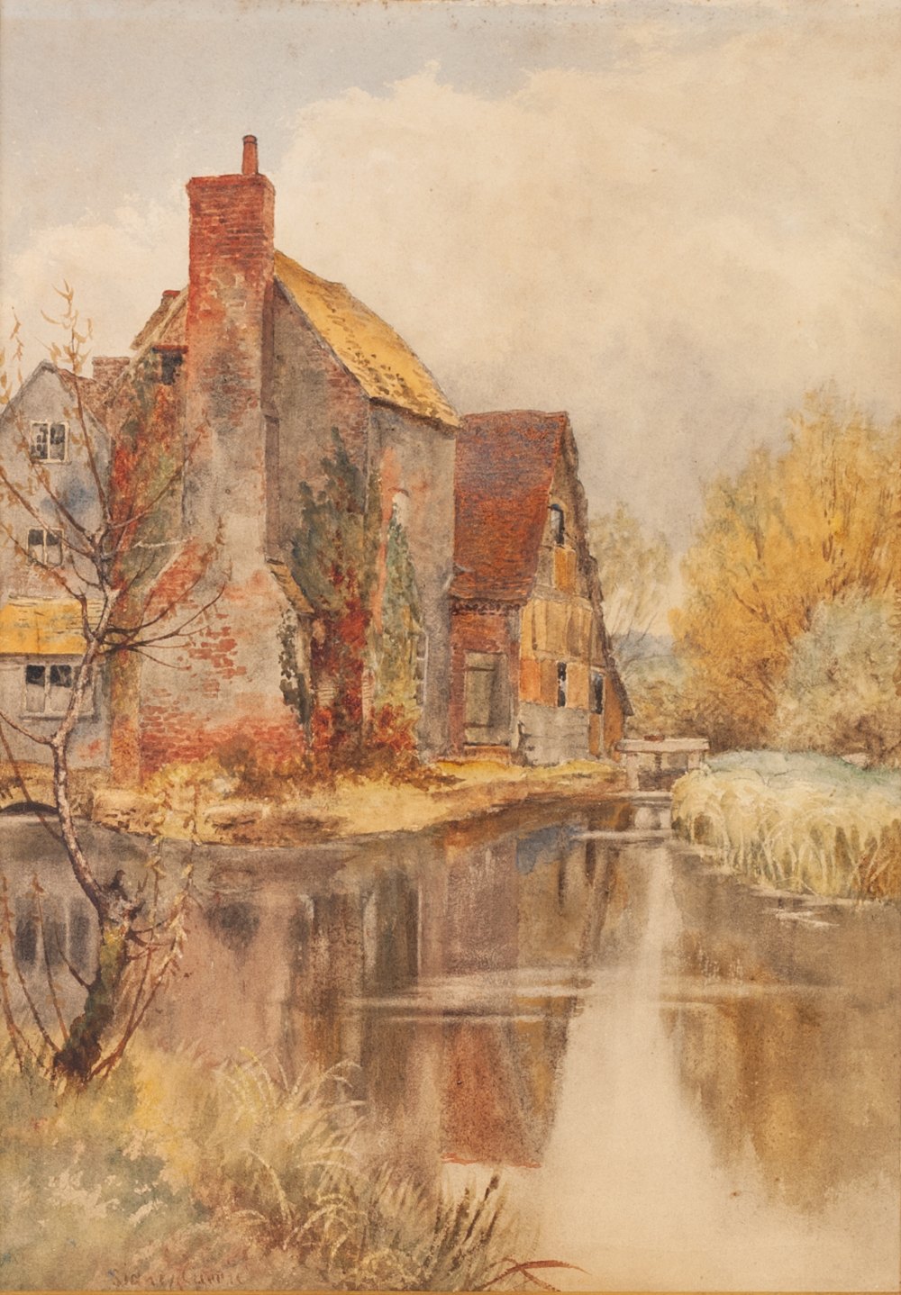 SIDNEY CURRIE (LATE 19th/EARLY 20th CENTURY) WATERCOLOUR DRAWING 'Cornfield Mill' Signed lower left,