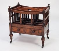 GEORGE IV CARVED ROSEWOOD MUSIC CANTERBURY, the oblong top surmounted by four five dividers, the