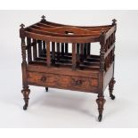 GEORGE IV CARVED ROSEWOOD MUSIC CANTERBURY, the oblong top surmounted by four five dividers, the