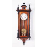 FURDERER & JAEGLER & Co, GERMAN LATE NINETEENTH CENTURY FIGURED WALNUT AND EBONISED CASED VIENNA