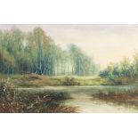 H. S. CROSSLAND (EARLY 20th CENTURY) WATERCOLOUR DRAWING Wooded river landscape Signed and dated