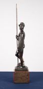 ERNST BECK (1879-1941) MID BROWN PATINATED BRONZE FIGURE OF A NAKED WARRIOR, modelled standing