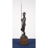 ERNST BECK (1879-1941) MID BROWN PATINATED BRONZE FIGURE OF A NAKED WARRIOR, modelled standing