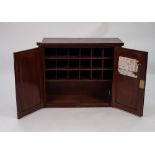 VICTORIAN MAHOGANY TWO DOOR MURAL CABINET, the shaped oblong top, with cut-out to left side, set