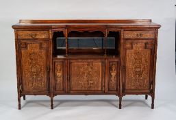 EDWARDIAN INLAID ROSEWOOD LOW SIDE CABINET, the inverted breakfront oblong top with moulded edge and