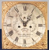 EARLY NINETEENTH CENTURY MAHOGANY AND PINE LONGCASE CLOCK SIGNED HENRY HIGINBOTHAM, MACCLESFIELD,