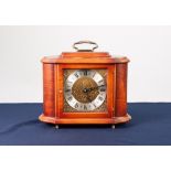 RAPPORT, LONDON, MODERN WALNUT CASED MANTEL CLOCK, with silvered Roman chapter ring and movement