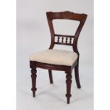 A SET OF TEN VICTORIAN WALNUTWOOD DINING CHAIRS, each with scroll carved top rail and galleried rail