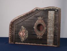 WELT RECORD ZITHER, Made in Saxony, Germany, with ebonised and decorated case, 19" long