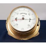 'SESTREL' ENGLISH MADE MARINE ANEROID BAROMETER, in brass circular mural case, 8" diameter and