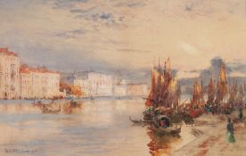 ALEXANDER Y WHISHAW (1870-1946) WATERCOLOUR DRAWING Venetian Grand Canal scene with figures and