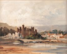 IVAN TAYLOR (Contemporary) OIL PAINTING ON BOARD 'Conway Castle, North Wales' Signed lower left,