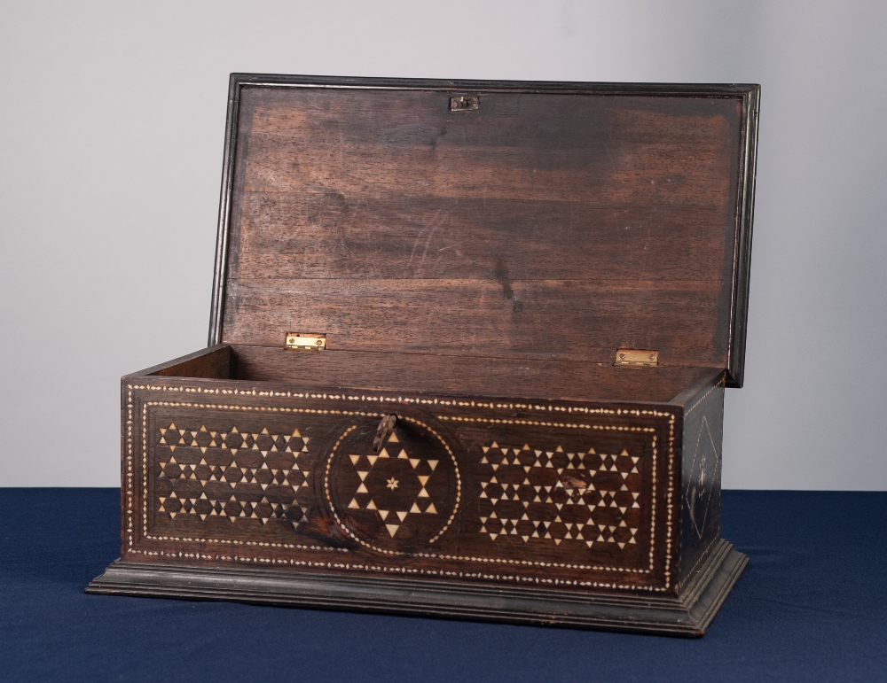 EARLY TWENTIETH CENTURY MIDDLE EASTERN BONE AND MOTHER OF PEARL INLAID LARGE BOX, of typical form, - Image 2 of 2