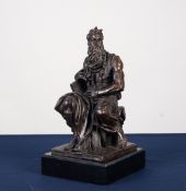 MID BROWN PATINATED BRONZE FIGURE OF A SEATED CLASSICAL SCHOLAR, modelled in robes and holding a